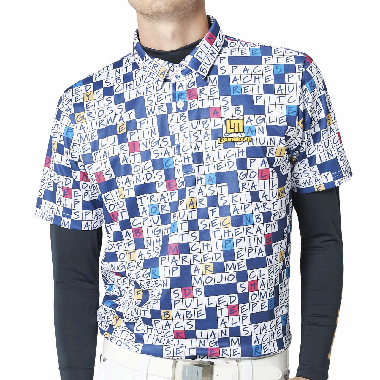 メンズ 半袖シャツ インナーセット 半袖ポロシャツ 2way Golfwordpuzzlenavy ゴルフワードパズルネイビー Loudmouth Japan