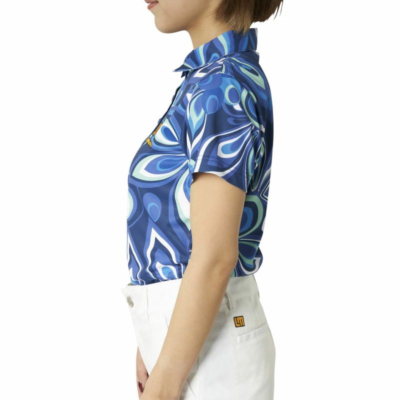ラウンドマウス 半袖ポロシャツ レディース ゴルフ M ジャガデリック ネイビー Loudmouth - ラウンドマウス 半袖ポロシャツ レディース ゴルフ