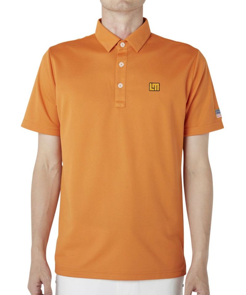 メンズ バックロゴ半袖ポロシャツ オレンジ (M～LLサイズ展開