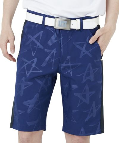 メンズ サイドラインショートパンツ エンボス ネイビー