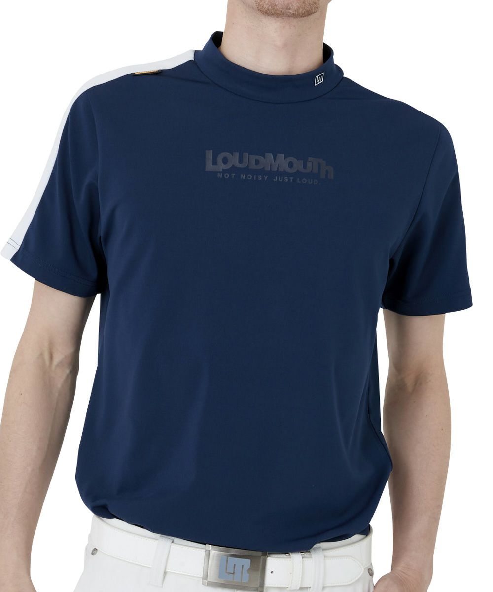 メンズ モックネック ハイネック半袖シャツ ホワイト Loudmouth Japan メンズ モックネック ハイネック半袖シャツ ホワイト Loudmouth Japan