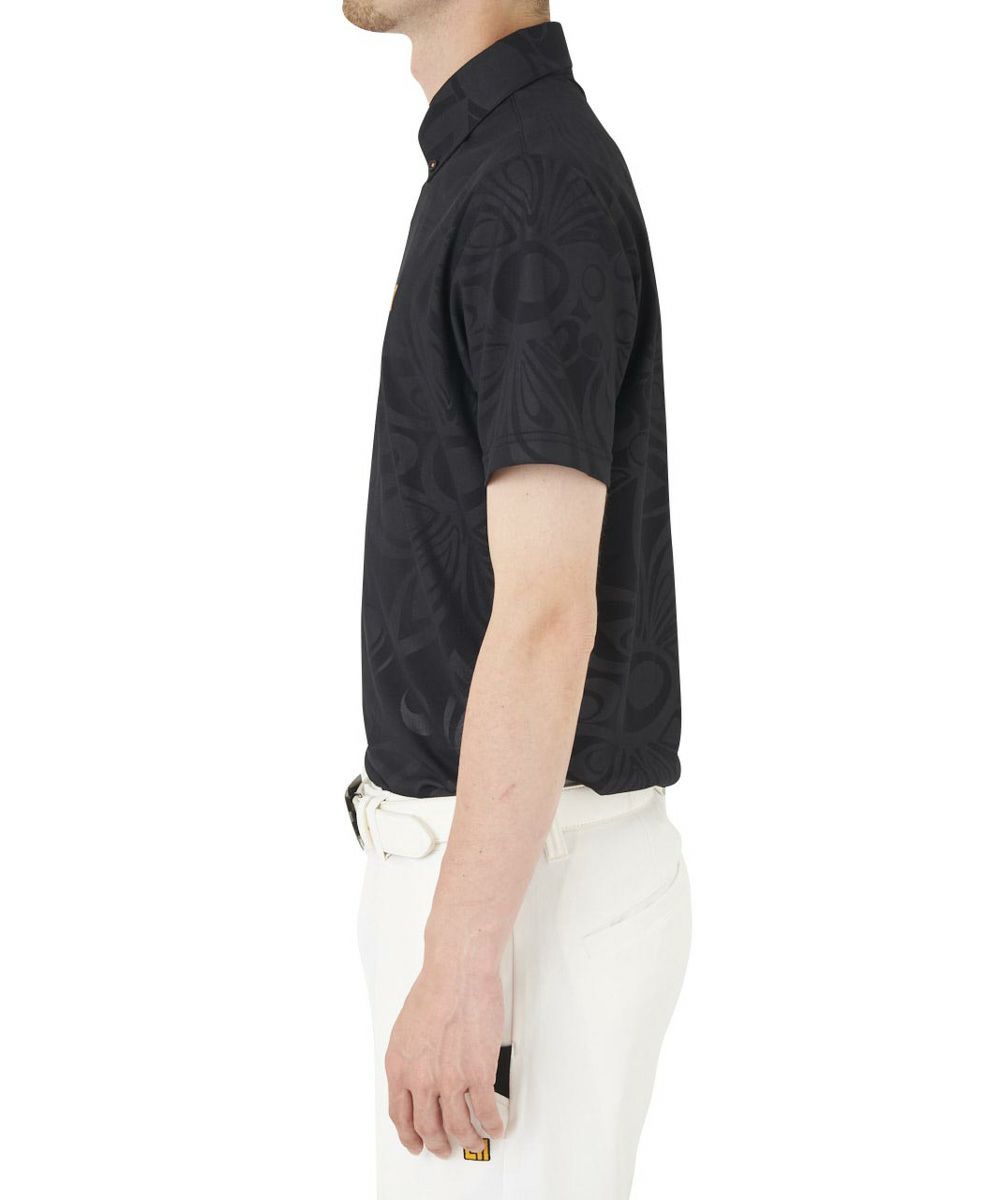 メンズ エンボス半袖ポロシャツ ブラック 吸汗速乾 UV | LOUDMOUTH JAPAN
