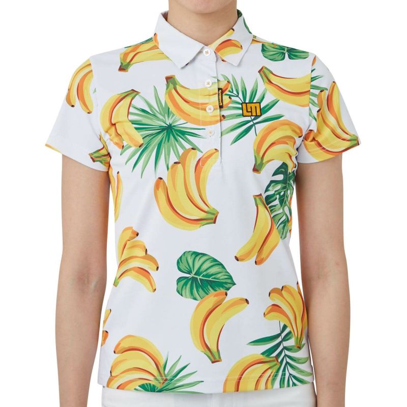 ラウドマウス バナナ柄スカートとポロシャツセット レディース 半袖ポロシャツ バナナホワイト 吸汗速乾 UV