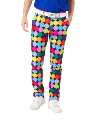 メンズ ロングパンツ ツイルプリント ディスコボールズブラック