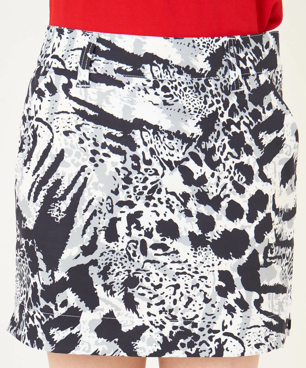 【美品】J.LINDEBERG レオパード総柄 ミニスカート インナー付ロゴ刺繍 美品】J.LINDEBERG レオパード総柄 ミニスカート インナー付ロゴ