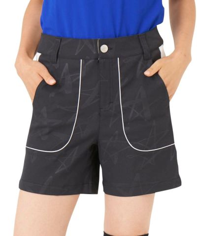 レディース 脇切替ショートパンツ エンボス ブラック