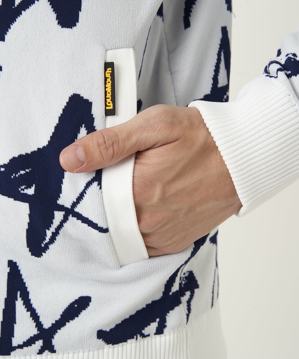 メンズ 裏蓄熱軽量ニットブルゾン ホワイト | LOUDMOUTH JAPAN
