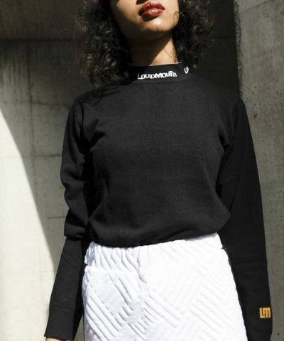 レディース ロゴモックネックセーター ブラック | LOUDMOUTH JAPAN