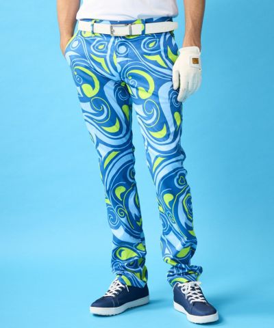 メンズ ロングパンツ ツイル素材 フルーレセントマーブル UV/ストレッチ
