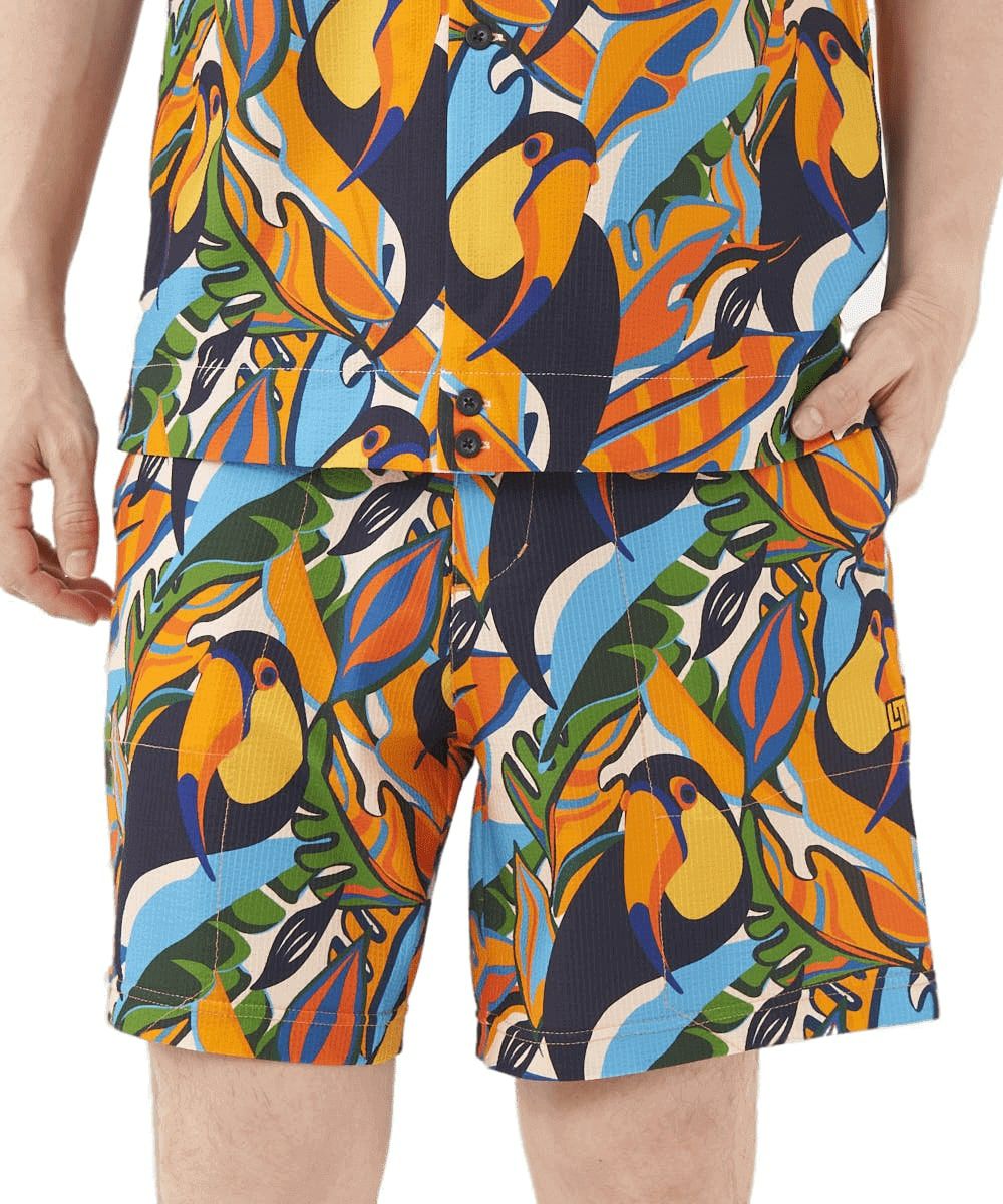 メンズ ショートパンツ ストレッチサッカー素材 トロピカルトゥー