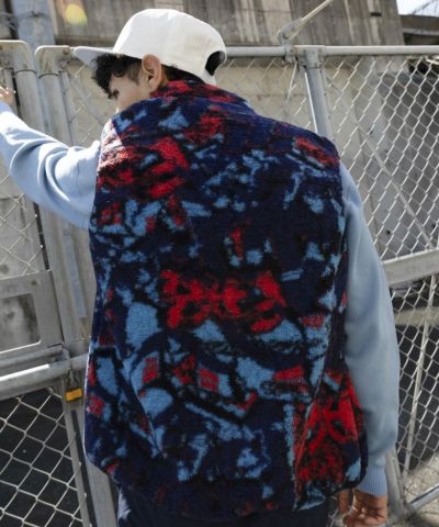 メンズ 裏蓄熱ボアフリースベスト ネイビー