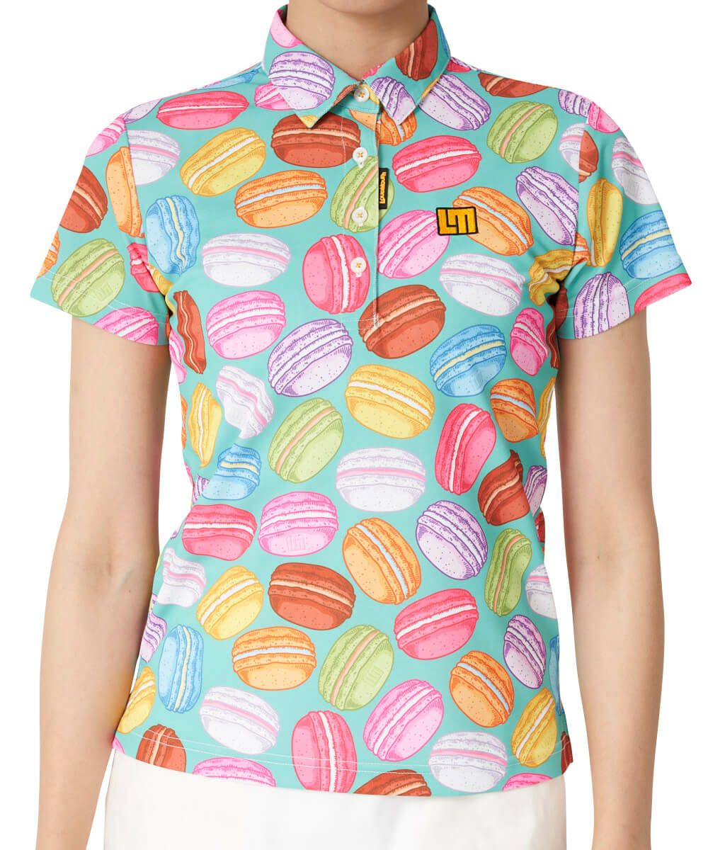 「数量限定 在庫処分セール」 レディース 柄半袖ポロシャツ Macarons/パステルマカロン Pastel レディースウェア