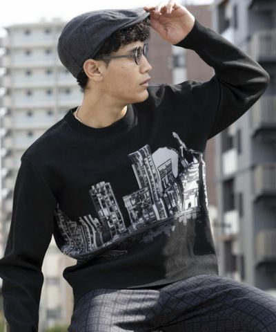 メンズ クルーネックセーター ブラック | LOUDMOUTH JAPAN