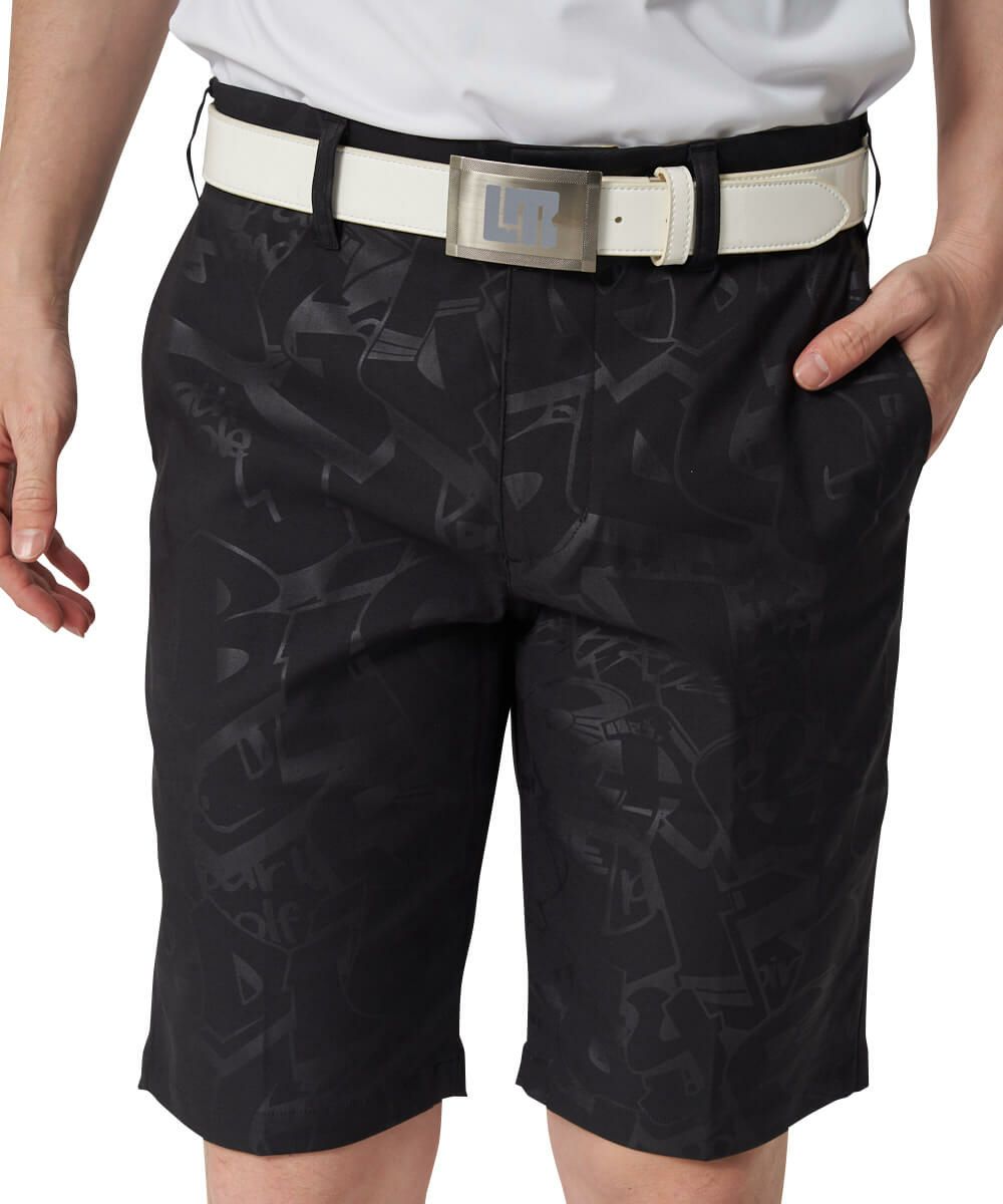 ★SALE 新品 送料込★ Loudmouth  ショートパンツ メンズ 黒 ★ メンズ ストレッチツイル エンボスショートパンツ ブラック