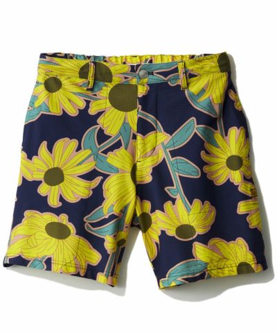 メンズ  ストレッチサッカー  柄ショートパンツ  Retro  Helianthus/レトロヘリアンサス