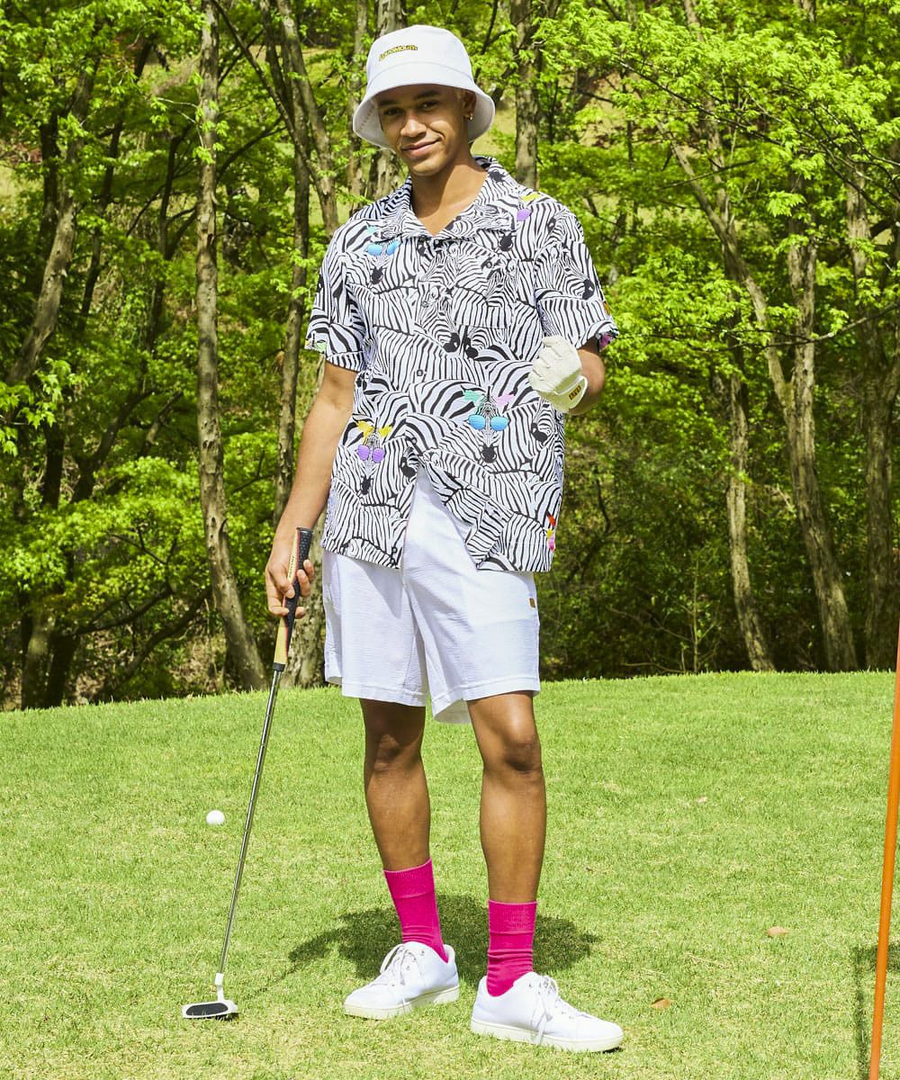 カテゴリー：スポーツ・レジャー、ゴルフ、半袖シャツ、ショートパンツ メンズ ストレッチサッカー ショートパンツ ホワイト | LOUDMOUTH JAPAN