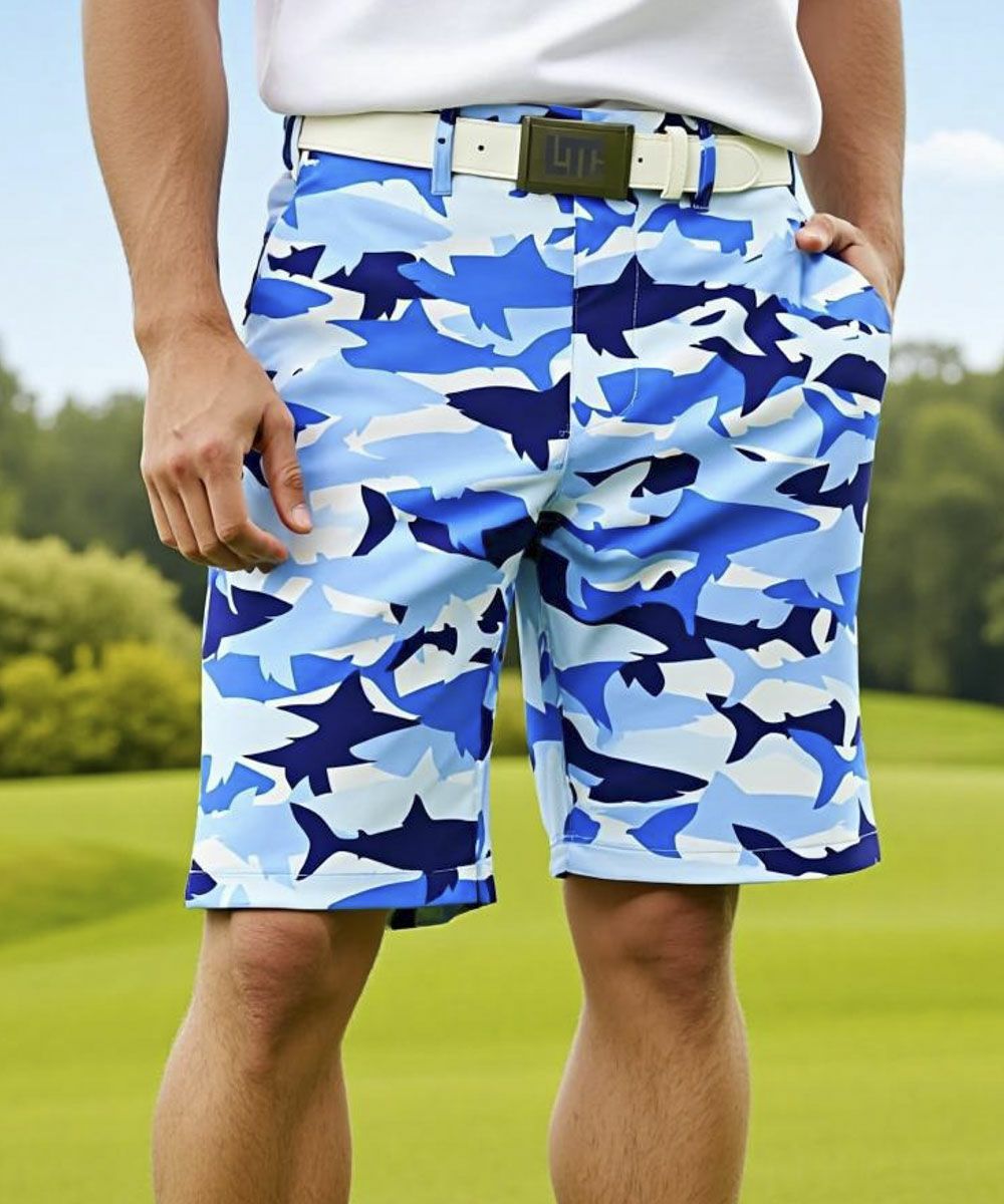 メンズ ストレッチツイル 復刻柄ショートパンツ Sharkamo/シャーカモ