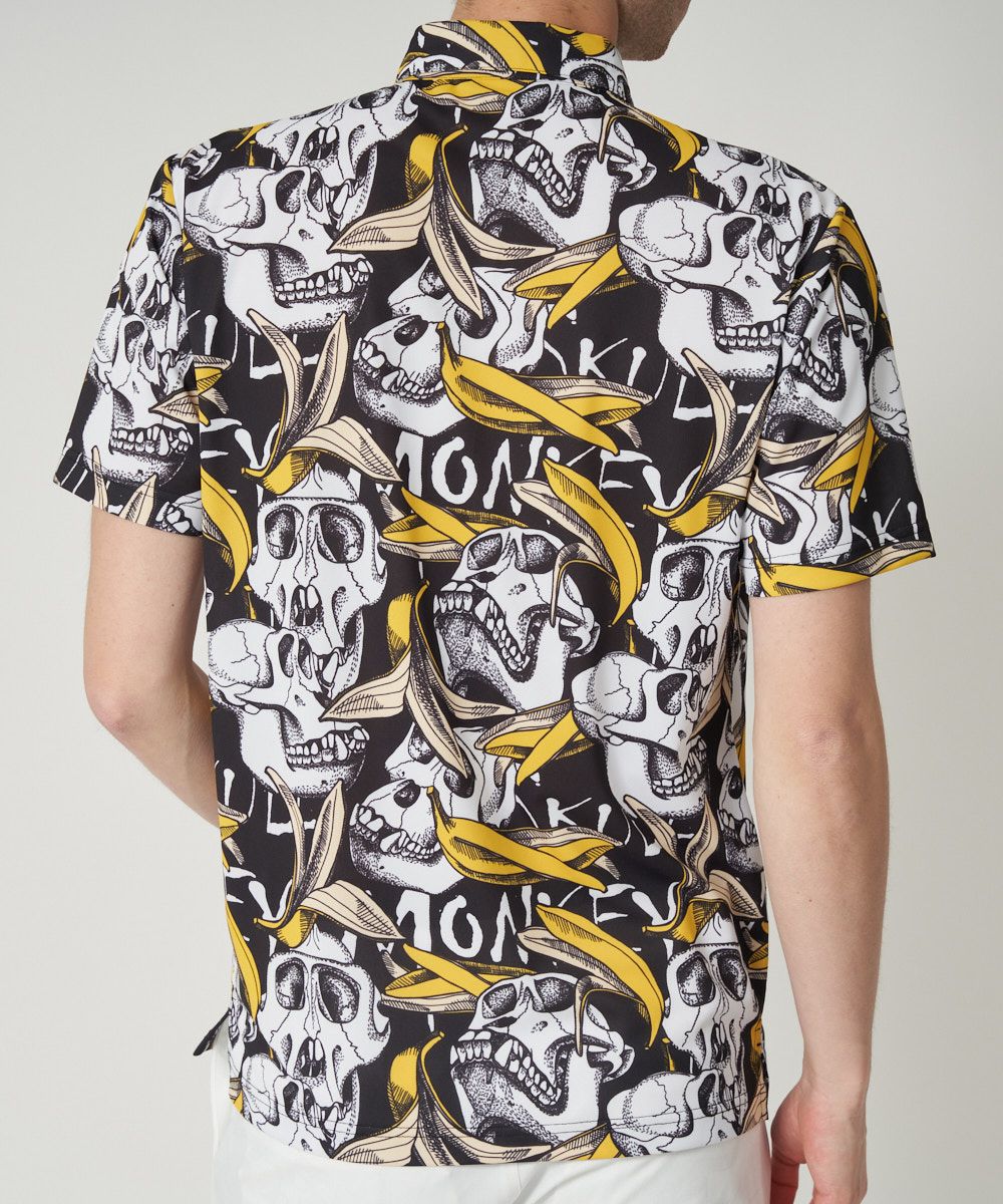 メンズ プレミアムカノコ 柄半袖シャツ Skull Monkey/スカル