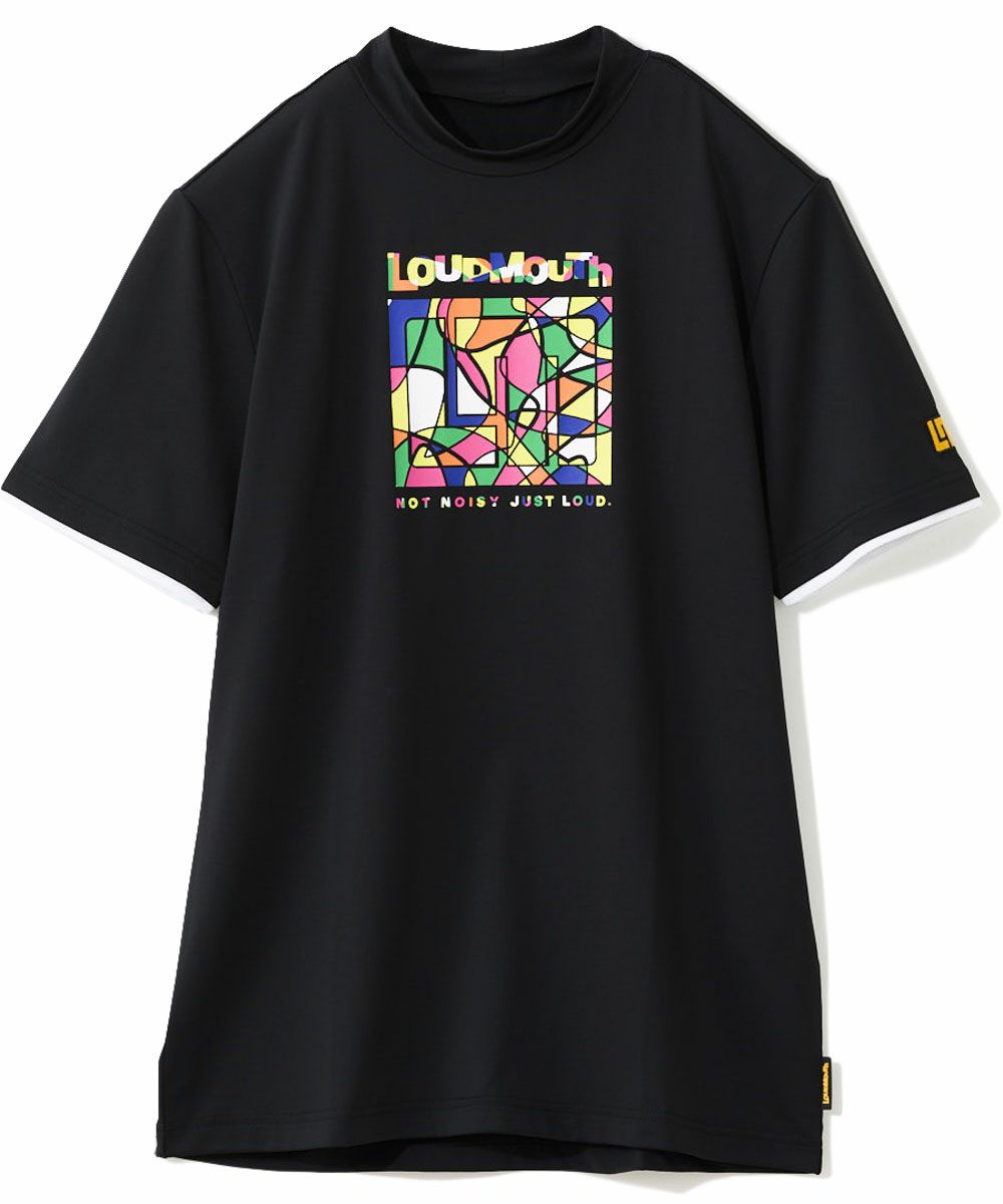 メンズ ECO防透スムース モックネック半袖シャツ ブラック | LOUDMOUTH 