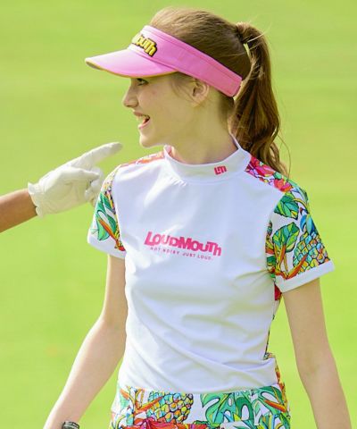 レディース ECO防透スムース 柄モックネックシャツ Tropical