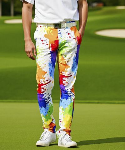 メンズ ストレッチツイル 柄テーパードアンクル丈ロングパンツ Mona