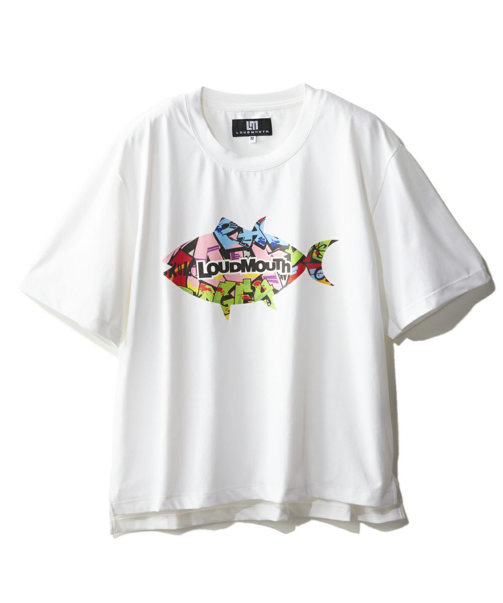 レディース フィッシュグラフィック半袖T ホワイト | LOUDMOUTH JAPAN
