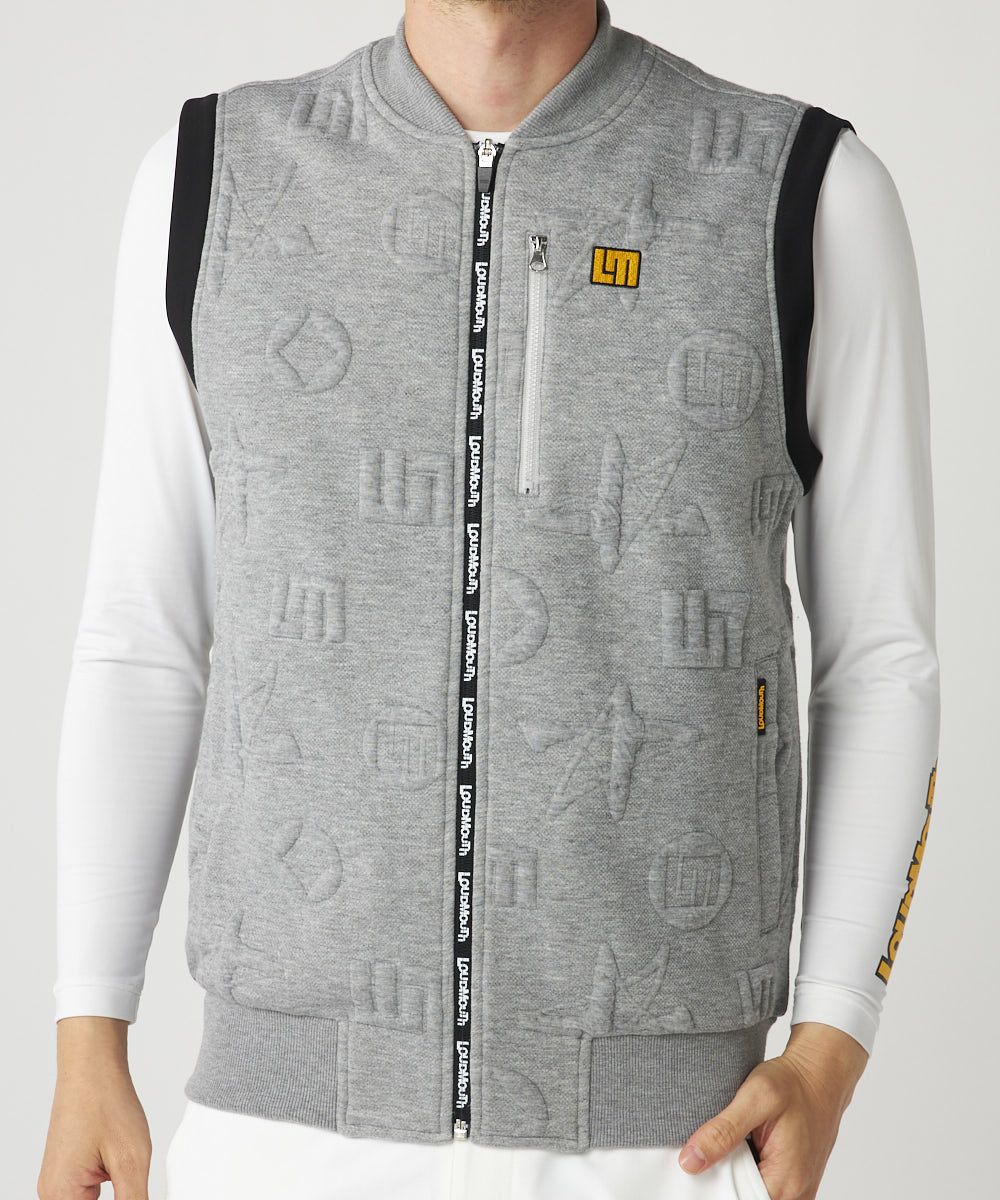 メンズ 2wayエンボス袋ジャガードブルゾン ミックスグレー / 袖