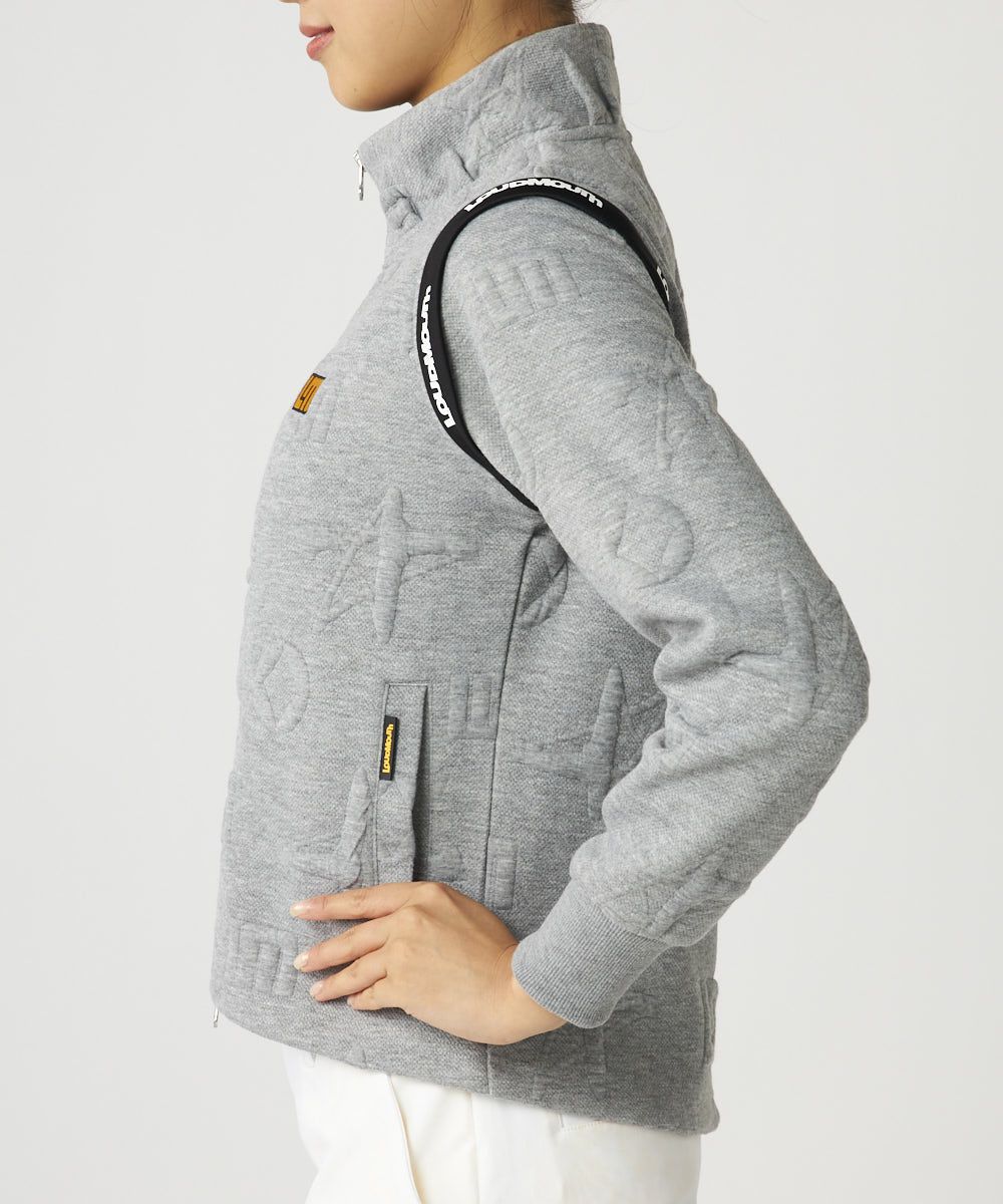 レディース 2wayエンボス袋ジャガードブルゾン ミックスグレー / 袖