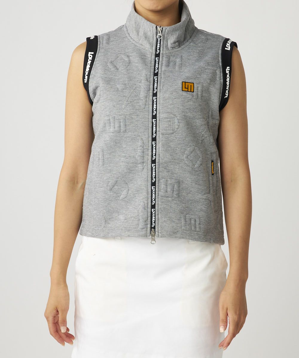 レディース 2wayエンボス袋ジャガードブルゾン ミックスグレー / 袖