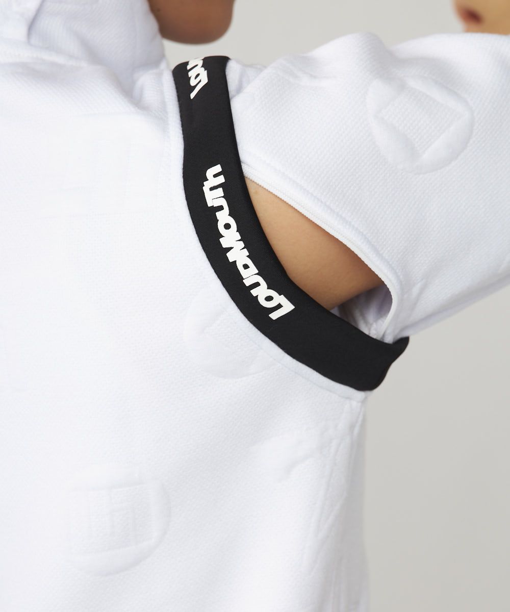 レディース 2wayエンボス袋ジャガードブルゾン ホワイト / 袖取り外し