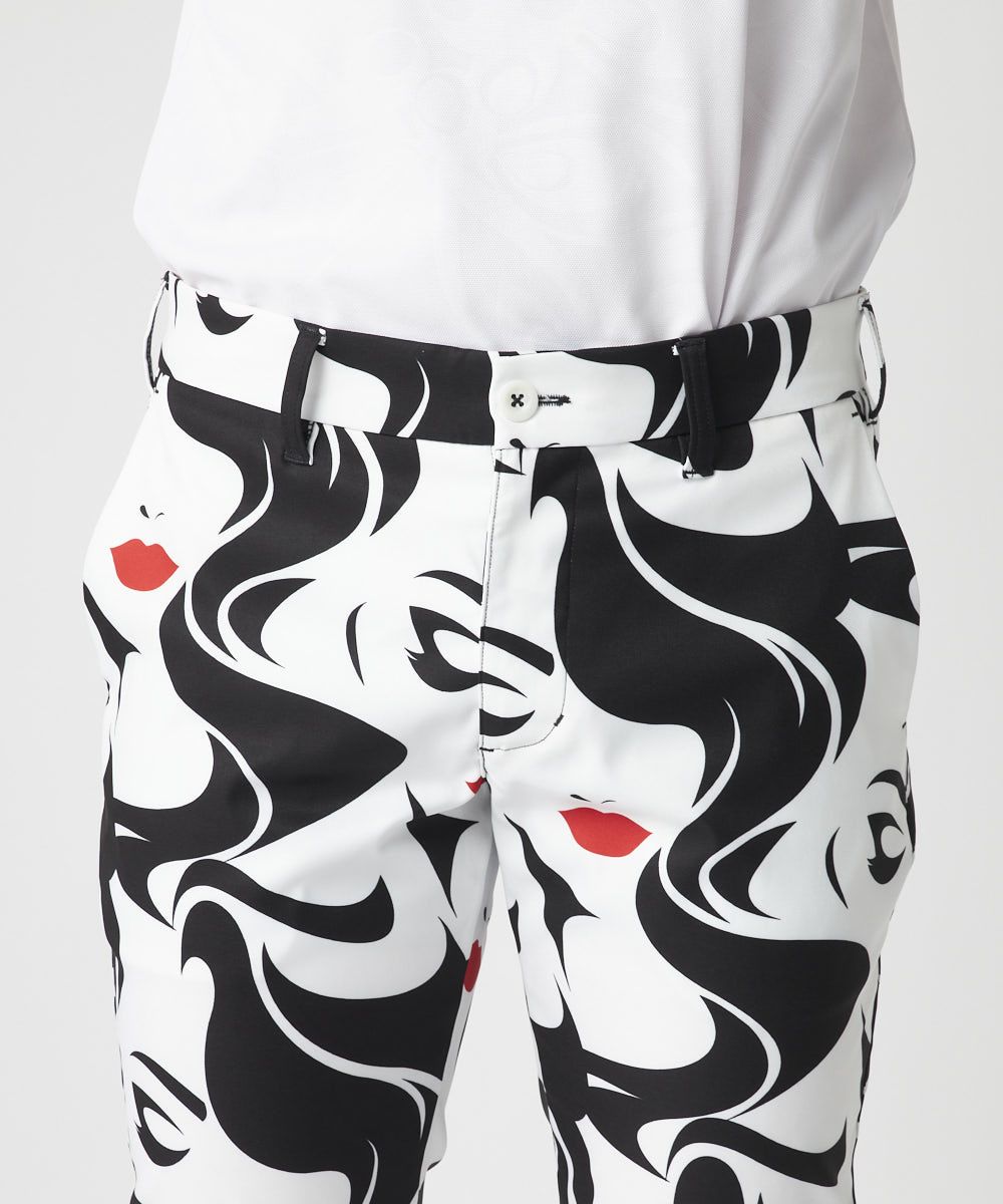 メンズ ストレッチツイル 柄テーパードアンクル丈ロングパンツ Mona