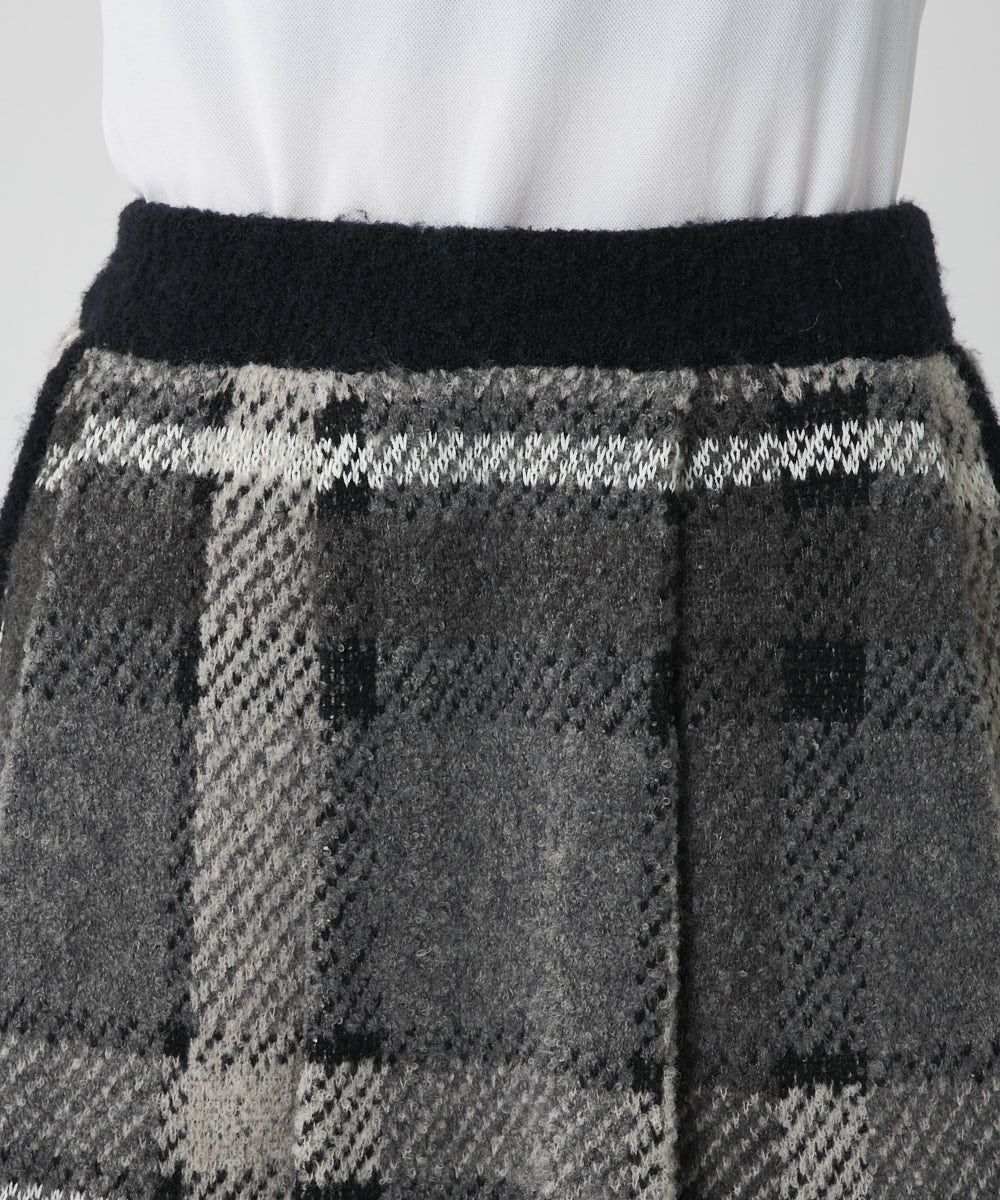 レディース ツイード調蓄熱ニット ニットスカート ブラック