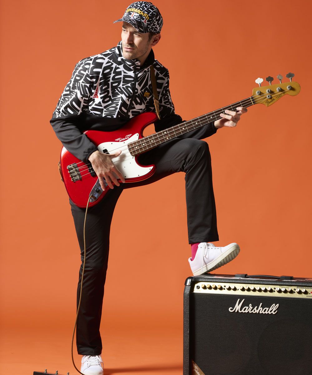 メンズ 軽量ダンボールニット 柄切替ハーフZIPブルゾン ブラック