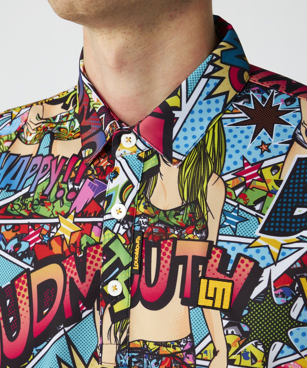 LOUDMOUTH プレミアム鹿の子半袖シャツ 6vr 大きいサイズ メンズ ゴルフ LOUDMOUTH プレミアム 鹿の子柄