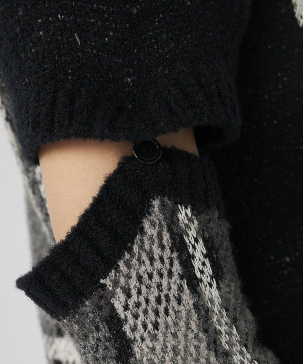 レディース ツイード調蓄熱ニット アームカバー付き半袖ニット