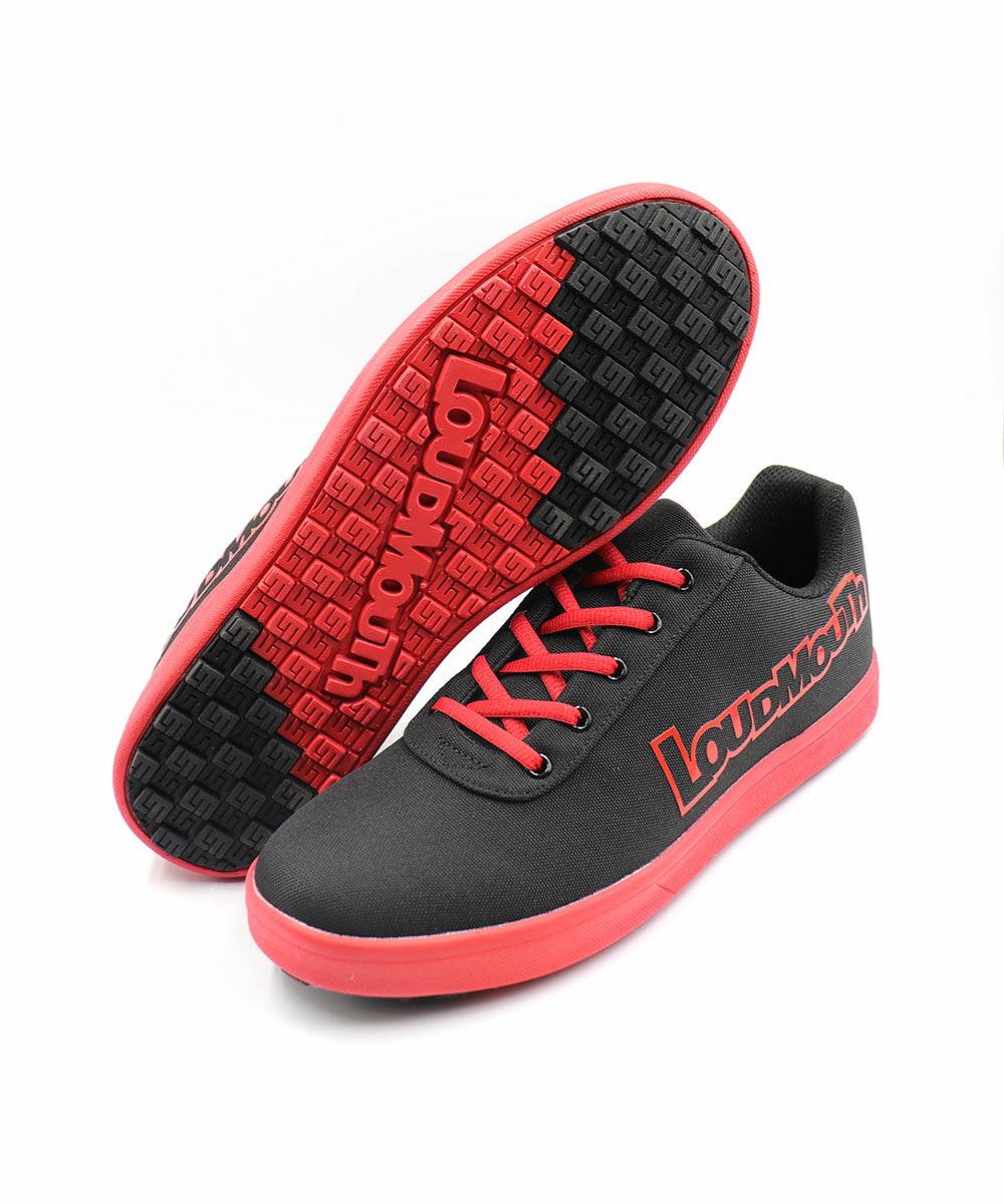 メンズ スパイクレスシューズ ブラック×レッド (25㎝～27.5