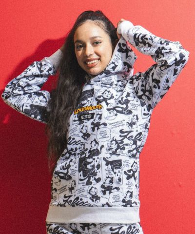 LOUDMOUTH×FELIX  レディース ライトダンボールニットフーディ ホワイト