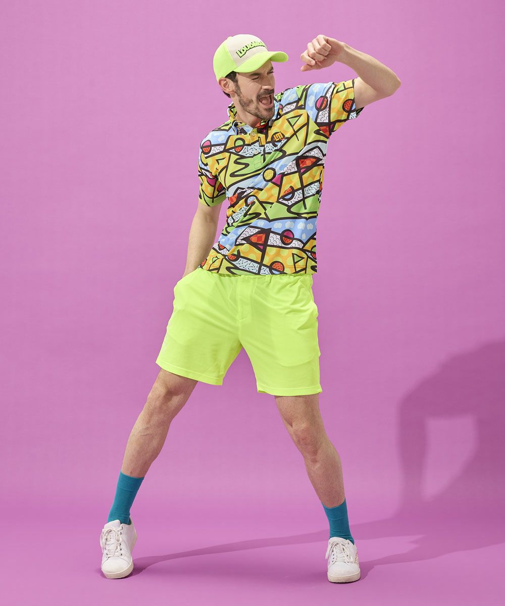 ★SALE 新品 送料込★ Loudmouth メンズ ショートパンツ 黄 ★ メンズ ドットメッシュ ショートパンツ ライトイエロー