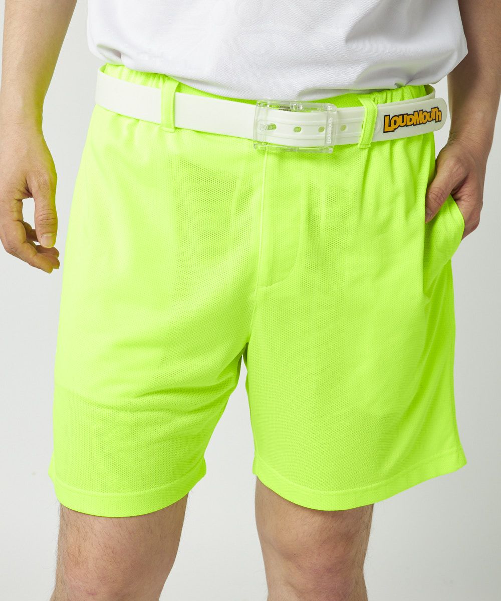 ★SALE 新品 送料込★ Loudmouth メンズ ショートパンツ 黄 ★ メンズ ドットメッシュ ショートパンツ ライトイエロー