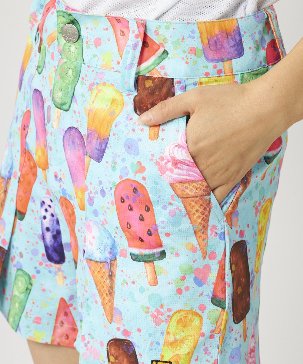 レディース ECOベントメッシュ スカート風柄キュロットパンツ