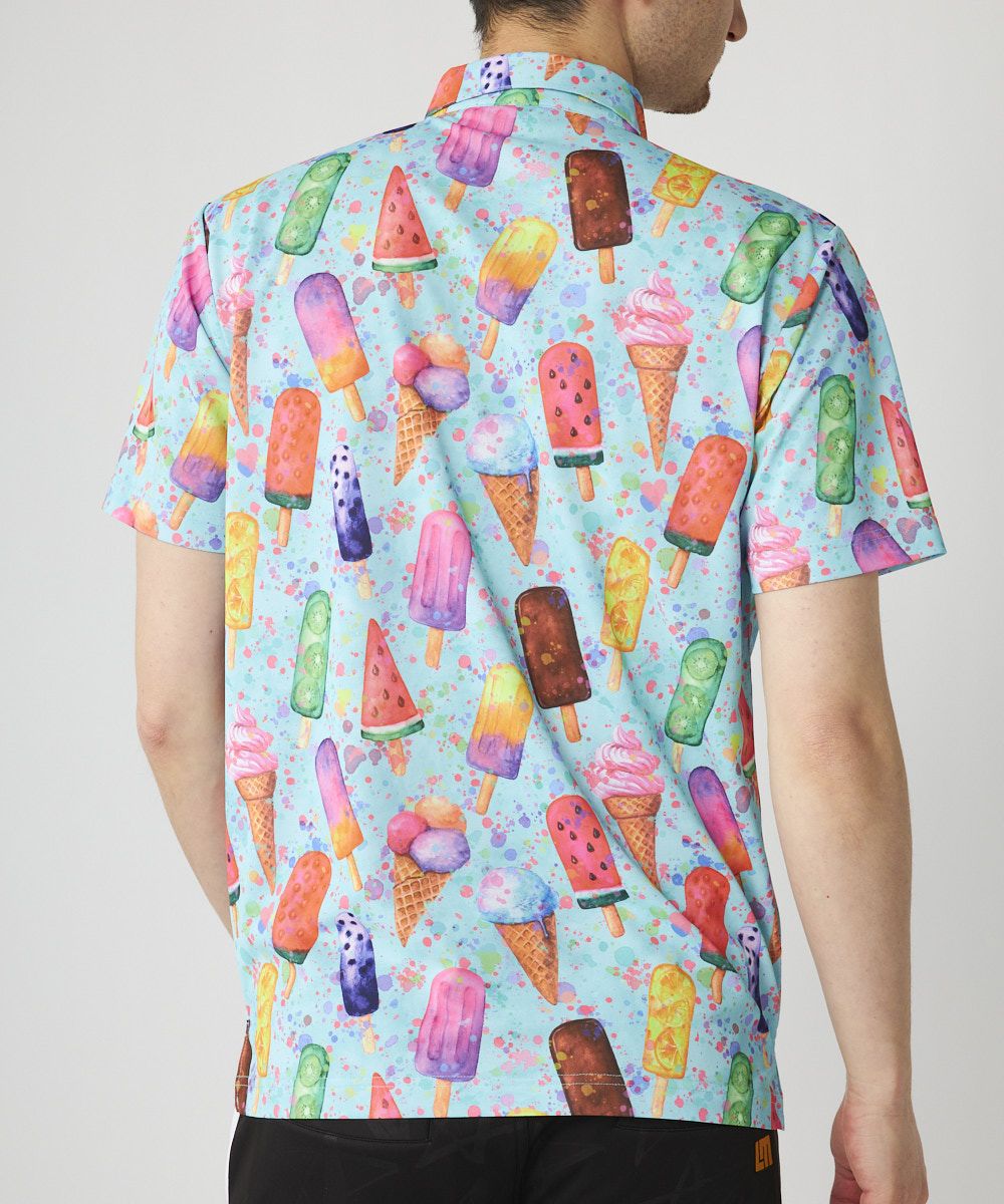 メンズ プレミアムカノコ 柄半袖シャツ Happy Ice Cream/ハッピー