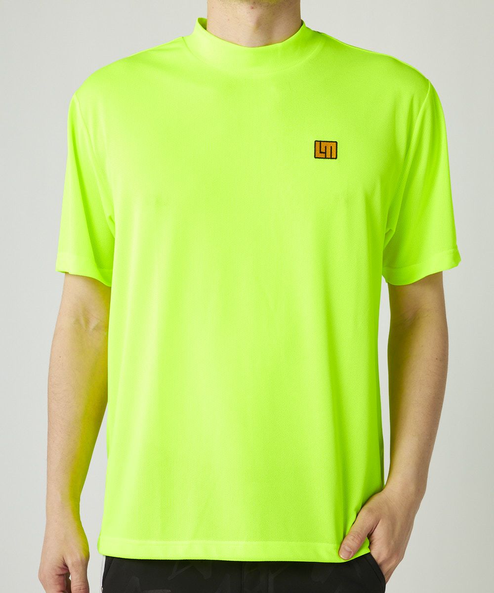 メンズ ドットメッシュ バックプリント半袖モックネックシャツ ライト