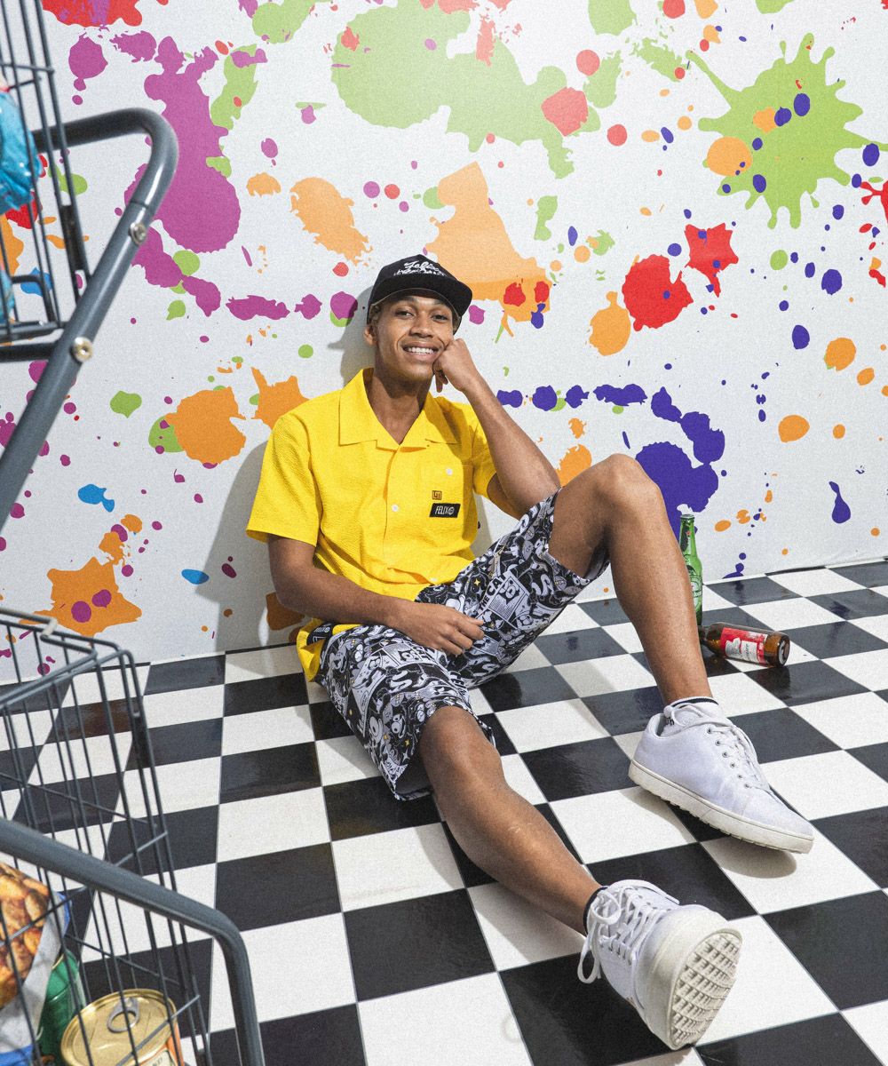 LOUDMOUTH×FELIX メンズ ニットサッカー 開襟シャツ イエロー