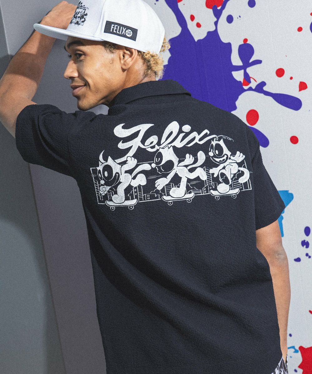 【新品未使用】LOUDMOUTH×FELIX メンズ ニットサッカー 開襟シャツ LOUDMOUTH×FELIX メンズ ニットサッカー 開襟シャツ ブラック