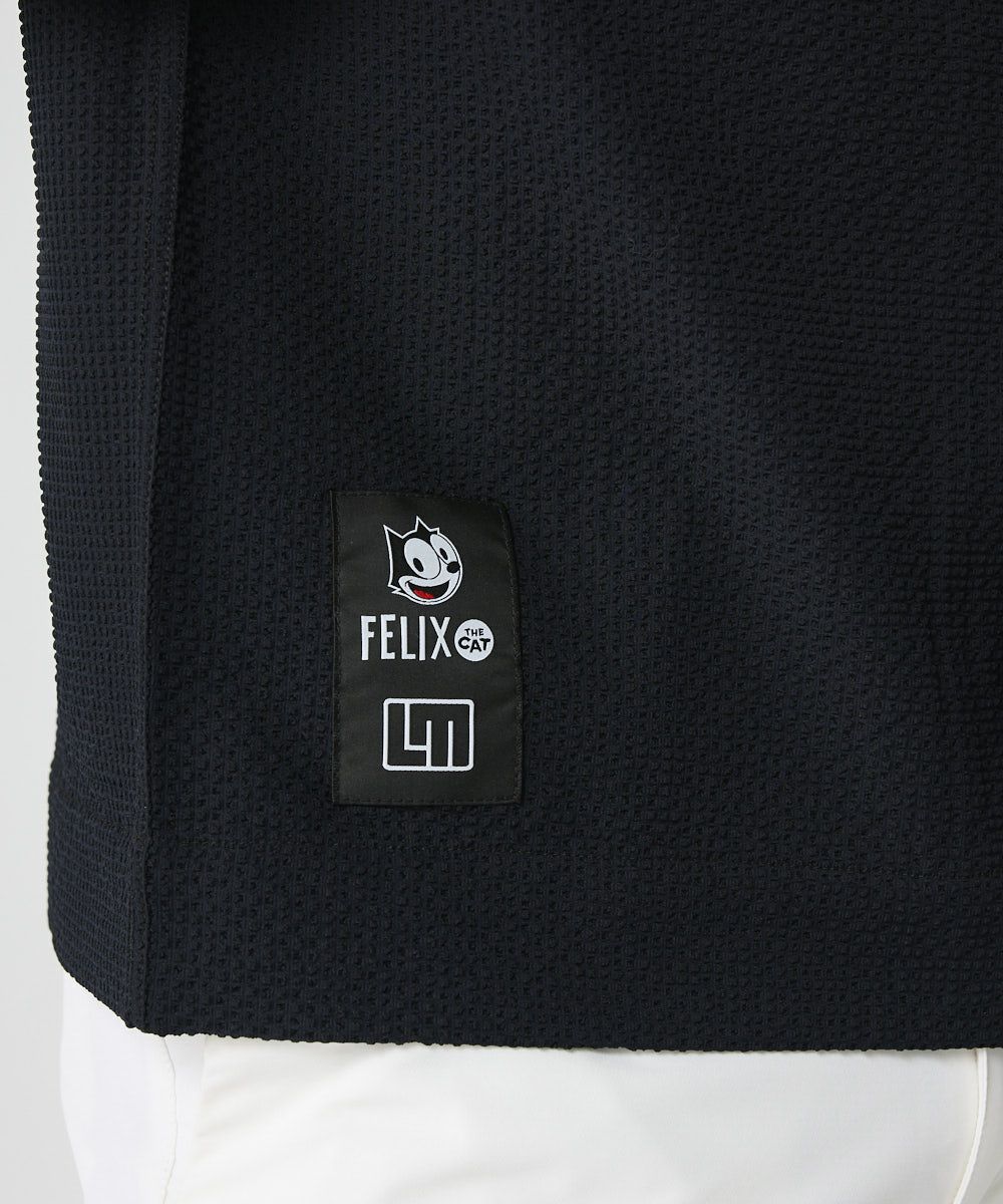 LOUDMOUTH×FELIX メンズ ニットサッカー 開襟シャツ ブラック