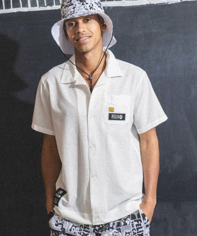 LOUDMOUTH×FELIX メンズ ニットサッカー 開襟シャツ イエロー