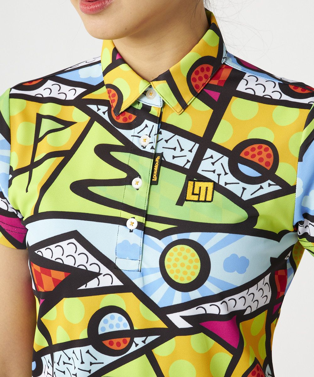 レディース プレミアムカノコ 柄半袖シャツ Golf Trip Neon/ゴルフ