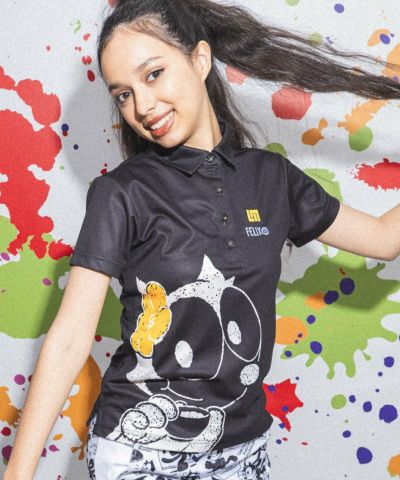 LOUDMOUTH×FELIX レディース リサイクルポリスムース 半袖シャツ ブラック