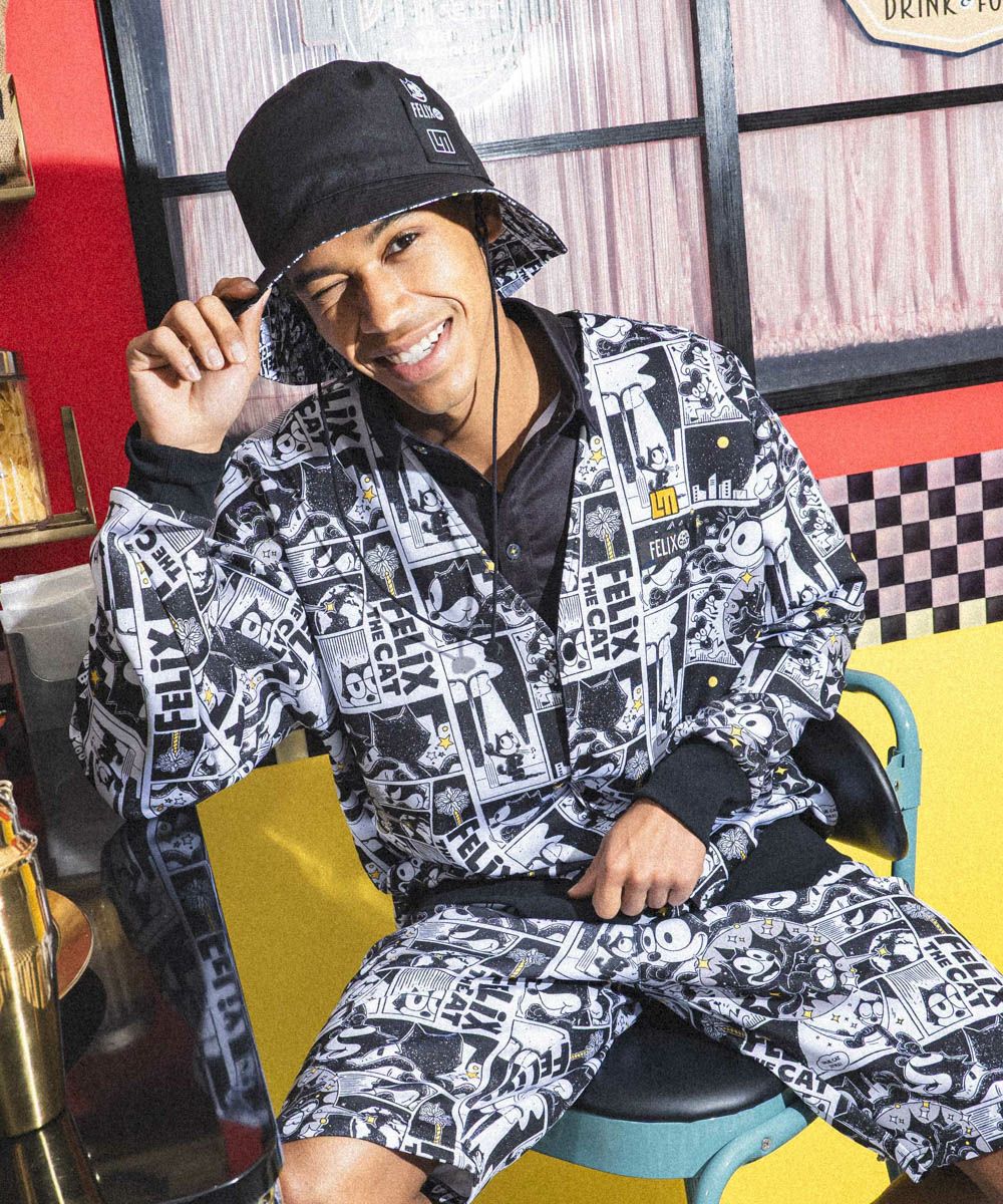 アテッサ新作モデル LOUDMOUTH×FELIX ユニセックス リバーシブルハット ブラック メンズウェア