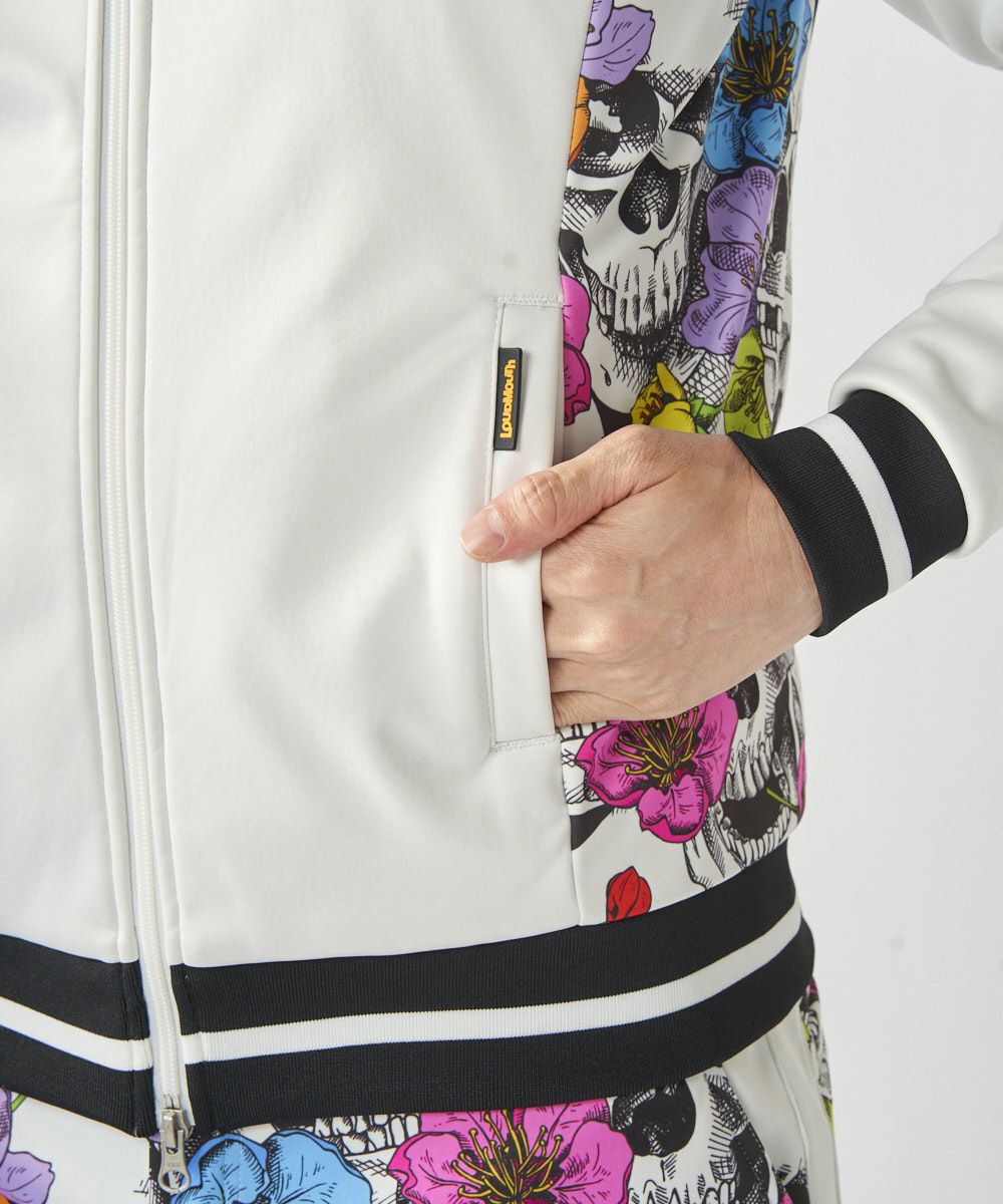 メンズ 透湿撥水ボンディングブルゾン Neon Skull Flowers/ネオン